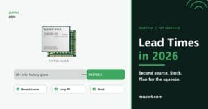 Module inventory and a 2026 lead-time timeline with a second-source plan