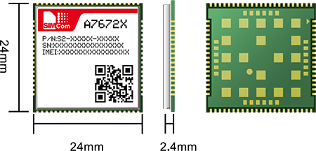 SIMCom A7672 series illustration with A7672X label