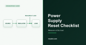 Conceptual source, regulator and load blocks with a separate supply measurement point.