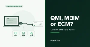 Conceptual Linux host and USB modem with QMI, MBIM and ECM interface choices.